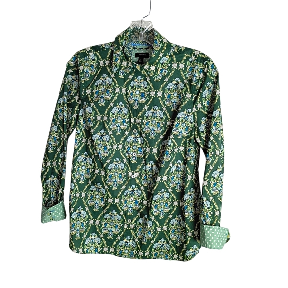 Talbots -Green Patterned button Down Shirt - Size P